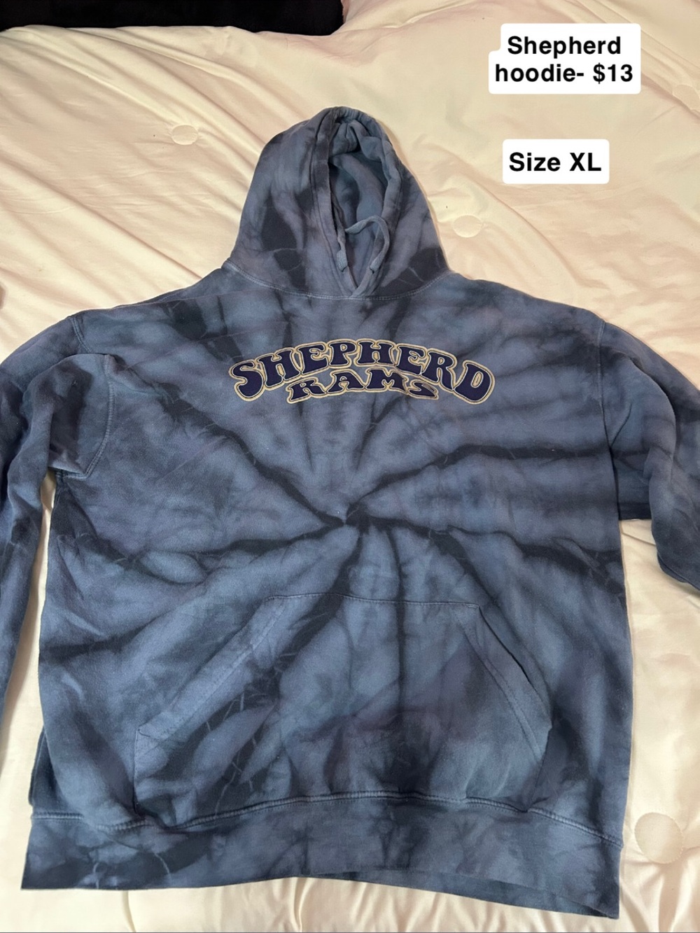 Rams Tie-Dye Hoodie Sweatshirt - Navy Blue